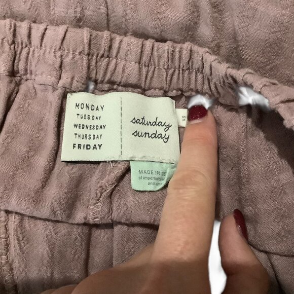 Anthro Saturday Sunday Mauve Linen Blend Jogger Pants Elastic Waist Women XS - Picture 5 of 9